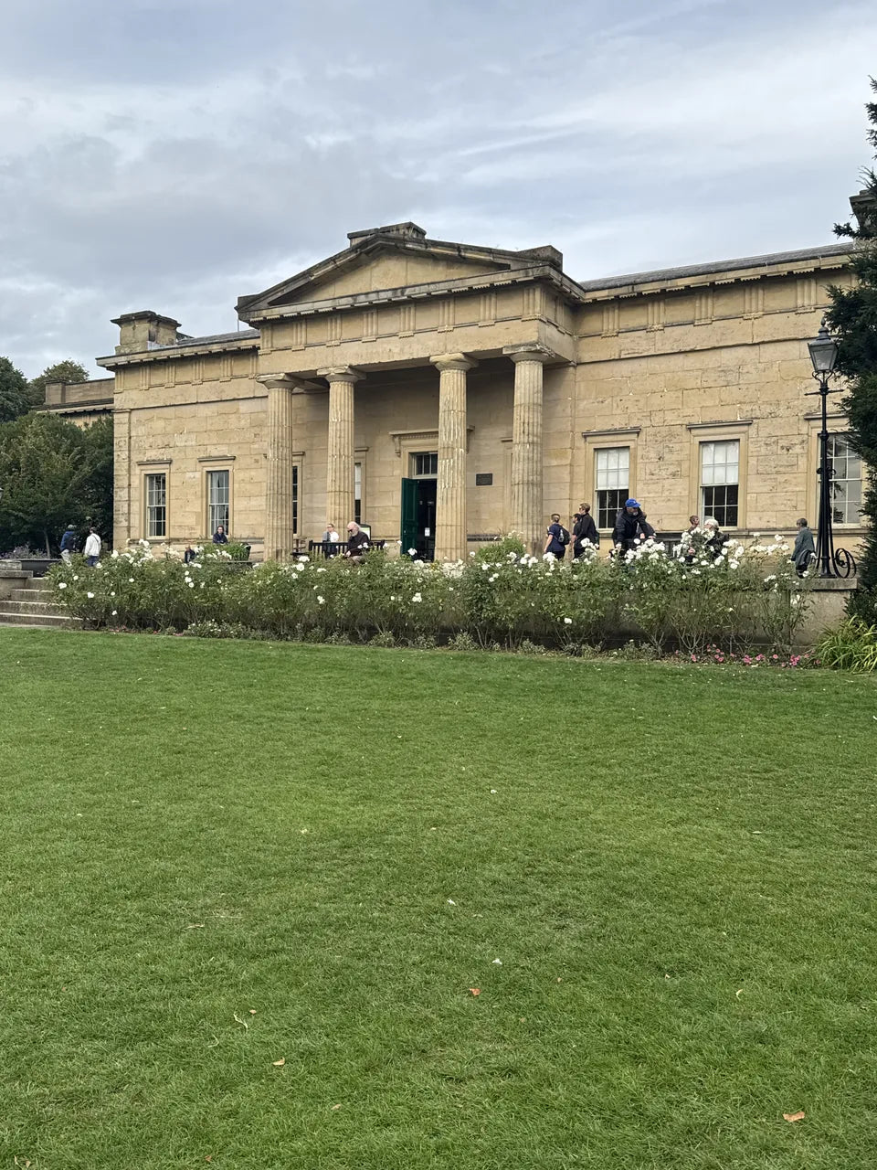 The columned entrance to the Yorkshire Museum beyond its garden planting